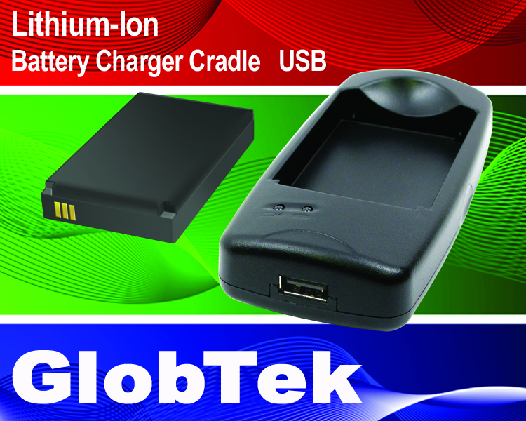 Lithium-Ion Battery Charger Cradle, USB type 5v input,  4.2V, 800mA certified to CE/EMC + FCC for single model GT-91126-0305-0.8