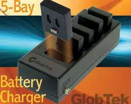 Battery Pack and 5-Bay Battery Charger System for Mobile Handheld Equipment Applications